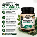 Spirulina + Chlorella em Cápsulas - 60 cápsulas de 700mg